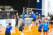 Spiking the volleyball