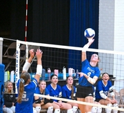 Spiking the volleyball